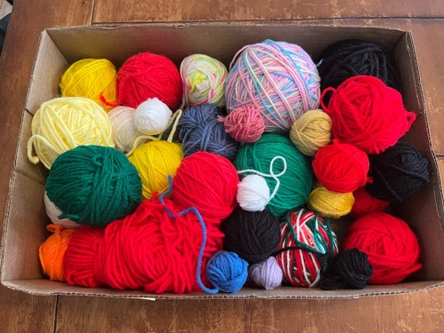 LARGE LOT OF YARN REMNANTS - VARIOUS COLORS, BRANDS AND WEIGHTS - product listing photo