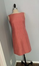 Vintage 90s 100 Raw Silk Shift Dress Peach Coral Minimalist Tailored Classic