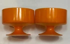 2 Federal Glass Sherbet Bowls Tangerine Orange Platonite Fired Milk Glass