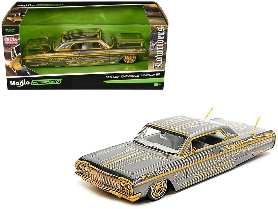Maisto 1:26 Design Lowriders 1964 Chevrolet Impala SS Lowrider Grey - Image 3 of 3