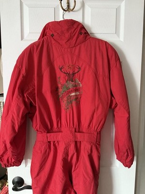 Women s BOGNER Snowsuit Sz M  Ski One Piece Bib JUMPSUIT  Embroidered VTG 1994