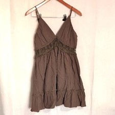 Shein Olive Green Tiered Mini Dress Sheer Lace Underbust Tank Size Medium