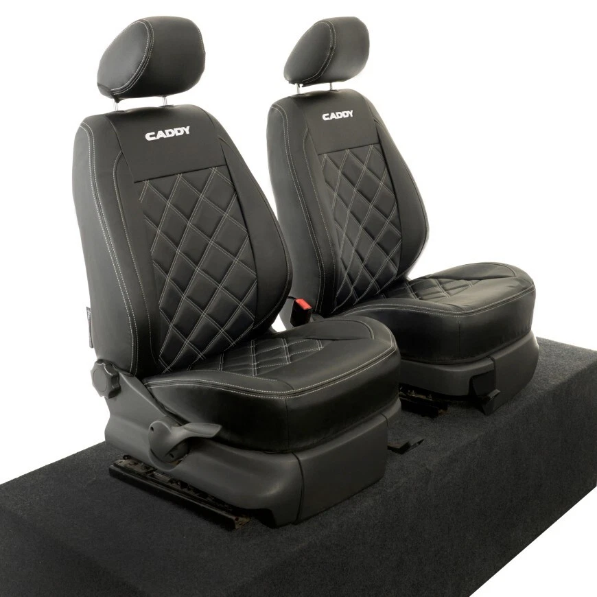 VW CADDY FRONT SEAT COVERS LEATHERETTE WITH 'CADDY' EMBROIDERY (2004-2020) 852 - Image 4 of 4