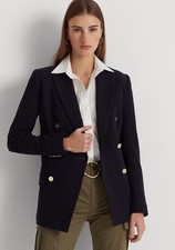 Lauren Ralph Lauren Women's Double-breasted Wool Crepe Blazer. Sz 4 .$345 Value