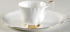 Royal Albert Val D'Or Cup & Snack Plate White Gold Trim Porcelain Bone China SET