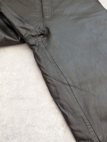Calvin Klein Trousers Womens UK 12 Leather Bootcut Biker Pants Y2K Jeans US 8 - Picture 6 of 14