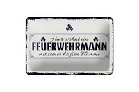 Blechschild Spruch 18X12 Cm Hier Wohnt Ein Feuerwehrmann Deko Schild