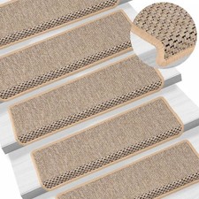 Self-adhesive Stair Mats Sisal- 15 pcs 65x25   Beige B8W2