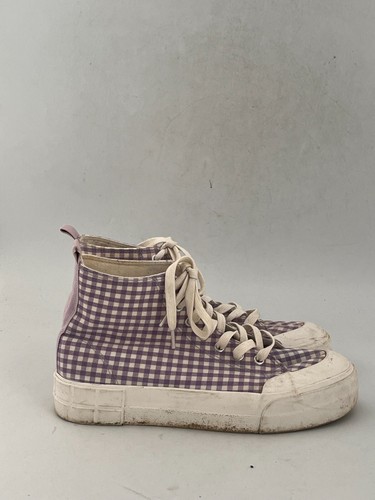 Primark Womens Violet White Check Laced Sneakers Size UK 8 #JG - Picture 2 of 7