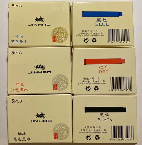 Jinhao Baoer International Standard Fountain Pen Ink Cartridges BLACK RED & BLUE