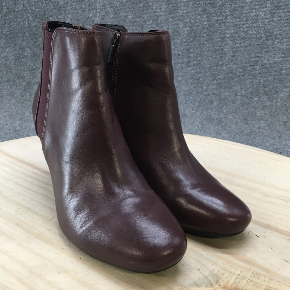 Kenneth Cole Reaction Botas Mujer 9.5 Marcy Botines Cuña Cuero Rojo Foto 3 de 4