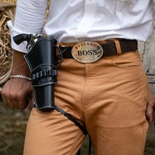 Funda de cuero para pistola Fundas de vaquero occidental con lazos Cubierta de revólver