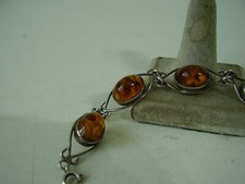 Antikes Art deco 835 Silber Armband mit Bernstein um 1920