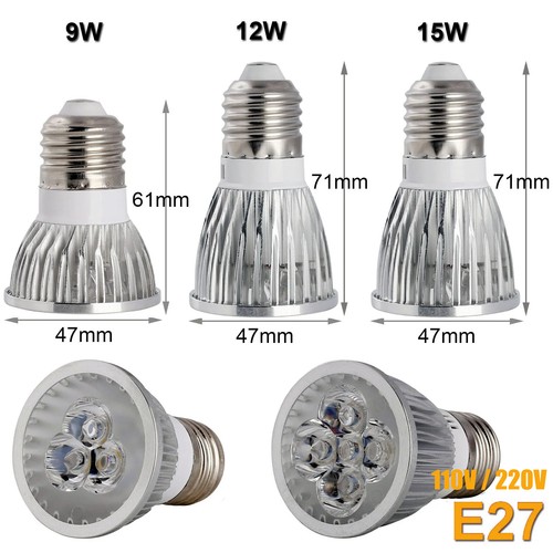 5x LED Spotlight Light Bulbs MR16 12V GU10 E27 E14 GU5.3 220V 9W 15W Silver Lamp - Picture 15 of 18