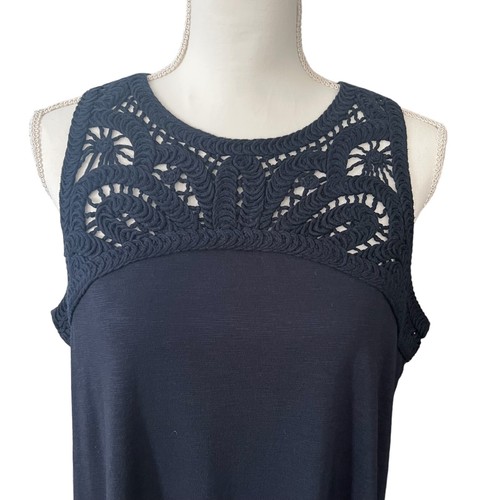 J. Jill Maxi Dress Womens Navy Blue Sleeveless Crochet Pullover NWT Sz MP - Picture 10 of 22