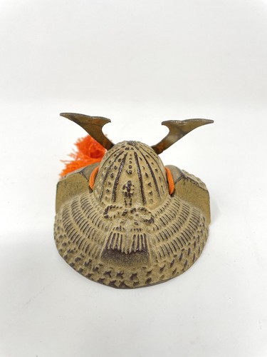 Japanese Samurai Helmet Vintage Miniature Cast Iron Brass Art Sculpture Asian - Picture 3 of 5