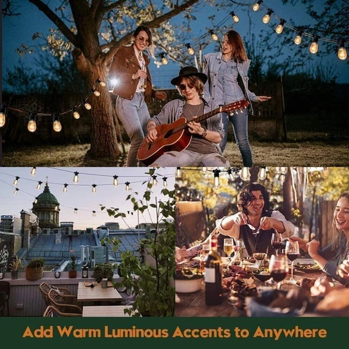48FT LED Outdoor String Lights Shatterproof Bulbs Commercial Patio Party Garden - Picture 12 of 12