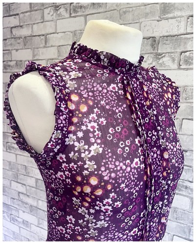 Jane Norman Too Size 8 10 Sheer Chiffon Floral Ruffle Neck Summer Holiday Party - Picture 3 of 13