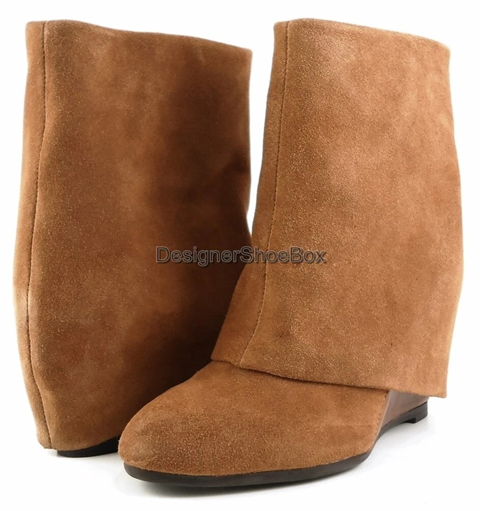 FRENCH CONNECTION RAFAELA Brown Suede Designer Wedge Ankle Boots 7 EUR 37.5