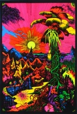 Lost Horizon Trippy Colorful Psychedelic Neon Flocked Blacklight Poster 24x36