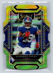 2021 Panini Select #252 Kadarius Toney Green and Yellow Prizm Die Cut