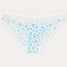 E et D S60038 Delicate Floral Bikini with Scalloped Lace Waistband 10 12 14