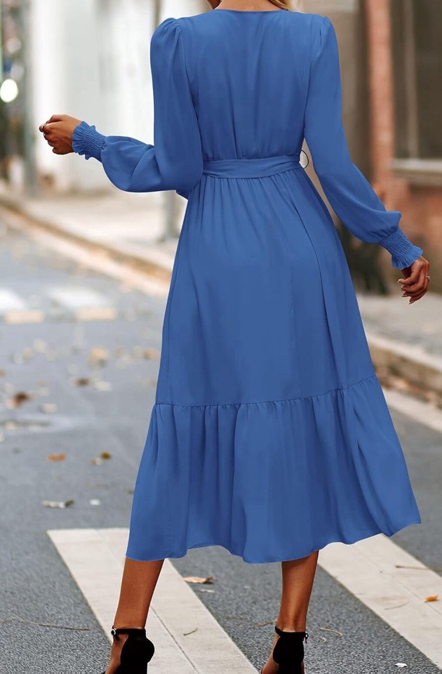 Women's Floral Boho Maxi Dress - Long Sleeve Wrap V Neck A-Line Dress Floral Print Dress Women's Floral Boho Maxi Dress - Long Sleeve Wrap V Neck A-Line Dress Floral Print Dress