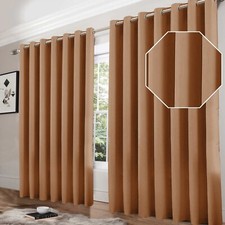 Thermal Thick Blackout Curtains Ready Made Eyelet Ring Top Curtain Pair Tiebacks