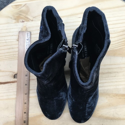 Stivaletti Kenneth Cole donna 6,5 M Renna stivaletti blu velluto cerniera laterale blocco - Foto 6 di 17