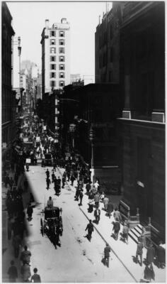 Manhattan NY view looking up Nassau Street at Liberty Street 1900 Old Photo