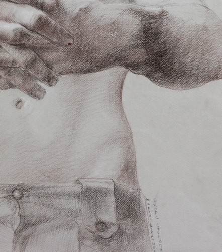 2012 original pastel drawing men figure signed - Picture 12 of 15