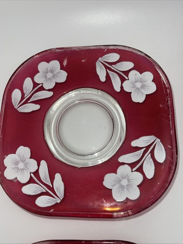 Vtg Joe Columbo Fidenza Pink Glass Floral Espresso Cup & Saucer x 6 Italy RETRO - 第 16/20 張圖片