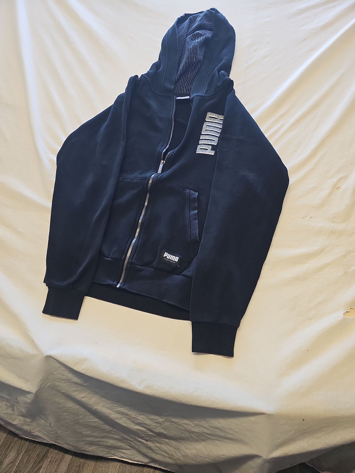 Vintage Puma Sportswear Black Full Zip Hoodie - Medium X874 image 4