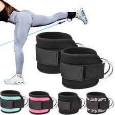 Adjustable Padded Ankle Wrist Cuffs Padded Straps D-Ring Glute Kickback for Cabl