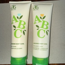 ABC Arbonne Baby Care Set - Body Lotion  Hair Body Wash 8 fl oz LOT OF 2