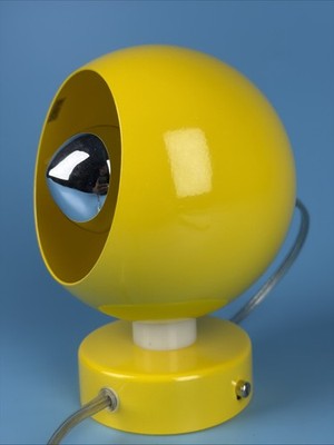 Kugellampe, Eyeball-Wandlampe, Tischlampe, Gelb, Dänemark, Magnetfuß, vintage