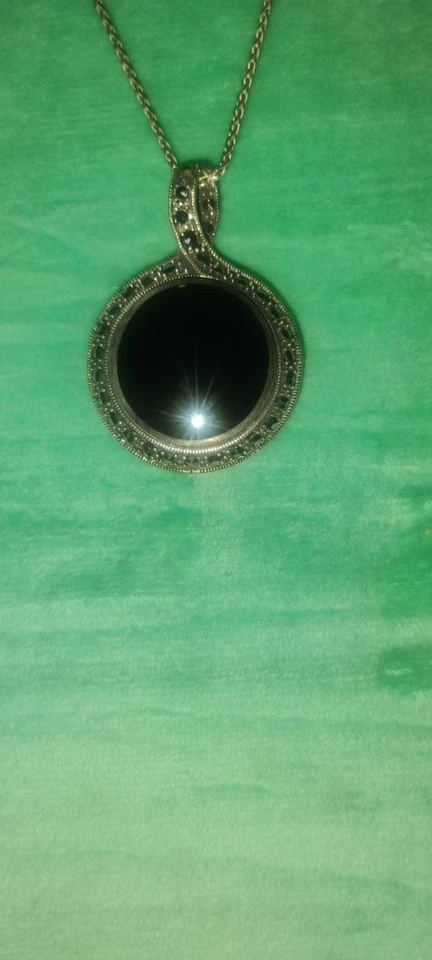 Collar colgante vintage, Judith Jack, plata de ley, cúpula 925, en cadena 925, Foto 2 de 4