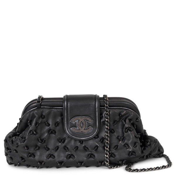 73466 echt Chanel schwarz Leder 2011 schicke Knoten Schultertasche
