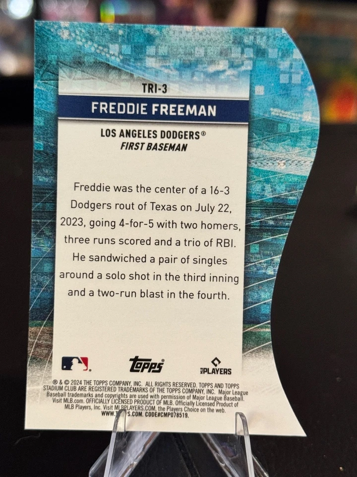 2024 Topps Stadium Club Chrome Freddie Freeman Triumvirates Black #TRI-3 #21/99 - Image 2 of 2