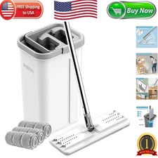 Hands-Free Mop and Bucket Set - 360° Rotatable Microfiber Cleaning Solution