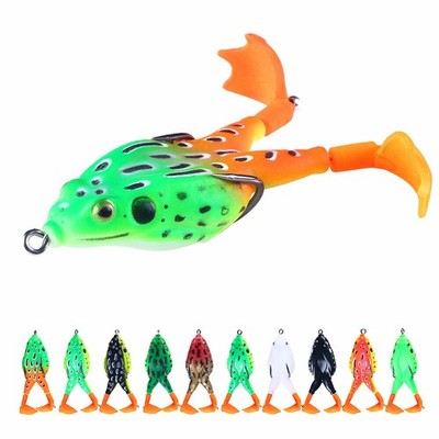 3D Eyes Double Propeller Thunder Frog Lure Soft Bait Topwater Fishing 9cm/12g