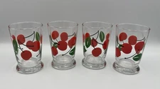 Four Vintage MCM Libbey Red Cherry Juice Glasses Tumblers