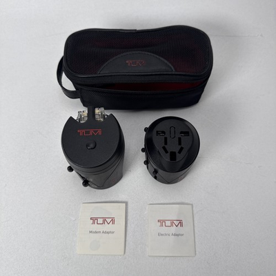 #ad Tumi Modem amp; Electric Kit Travel Adapter Set 014361D Zip Case Tested Works $49.99