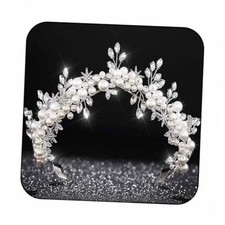 Crystal Crown and Tiara Silver Beaded Crowns Headpiece Bride Wedding Headwear