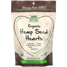 Now Foods Real Food Organic Hemp Seed Hearts 8 oz 227 g Organic, Raw, Vegan,