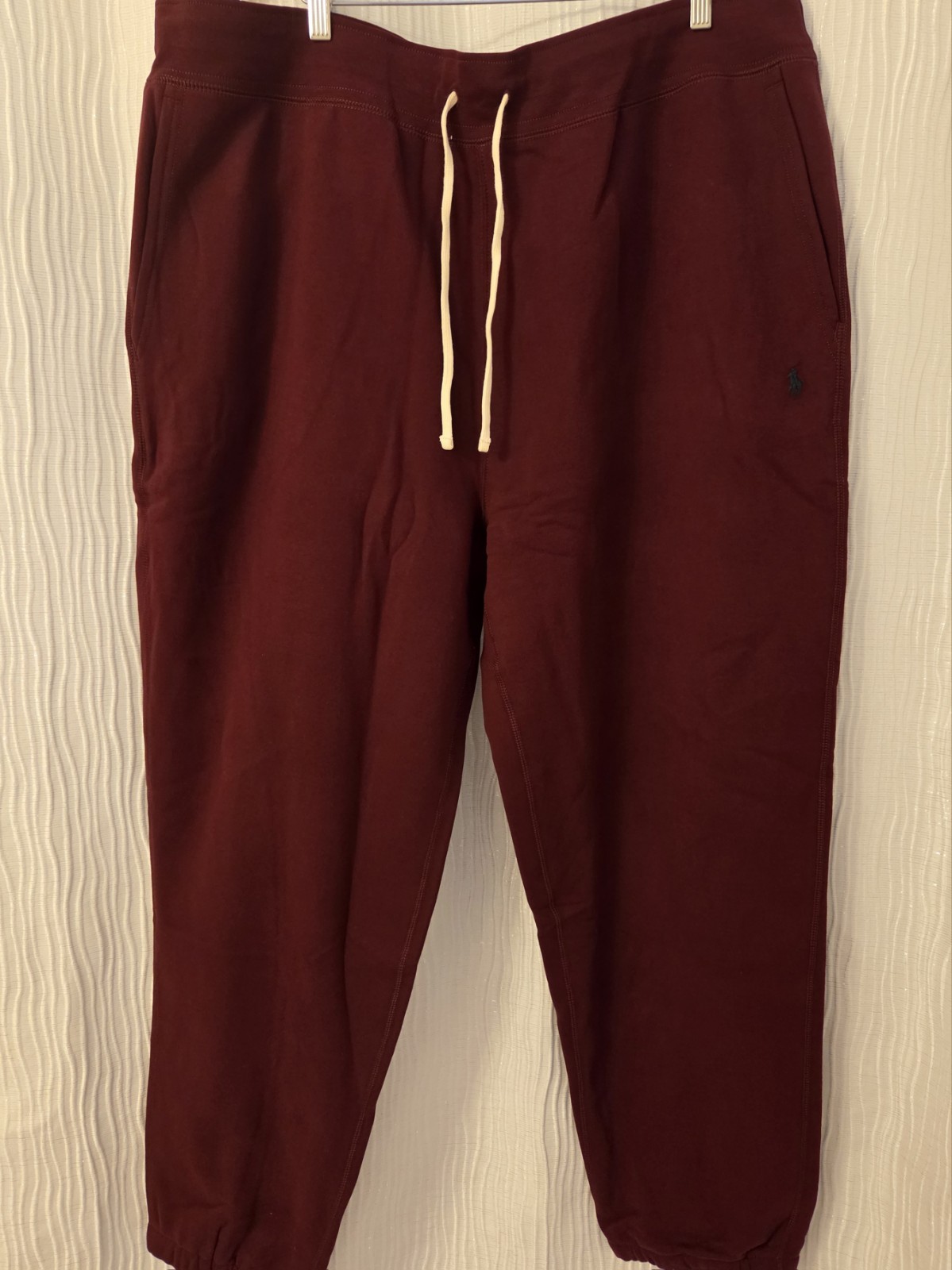 Polo Ralph Lauren Uomo 2XLT Doppia Maglia Joggers Borgogna Felpa Nero Pony