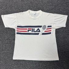 Vintage 80s RARE Fila Tennis Single Stitch White T-Shirt Mens - Size M