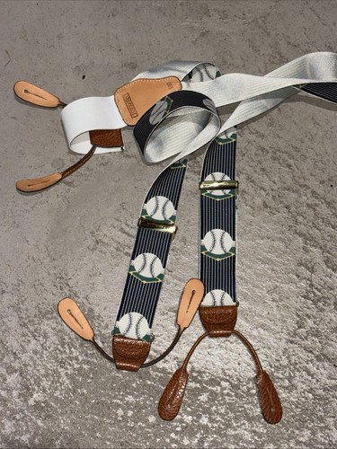 Lands End Suspenders W/ Baseball Pattern 063 Made USA