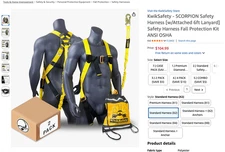 2 KwikSafety SCORPION ANSI Fall Protection Safety Harness w/ Attachd 6ft Lanyard