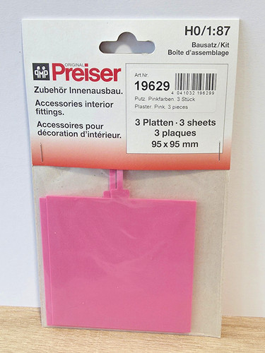 (6300) Preiser 1:87, 19629 interior yeso rosa 3 piezas 95x95 mm kit nuevo y embalaje original | Zustand: Neu
